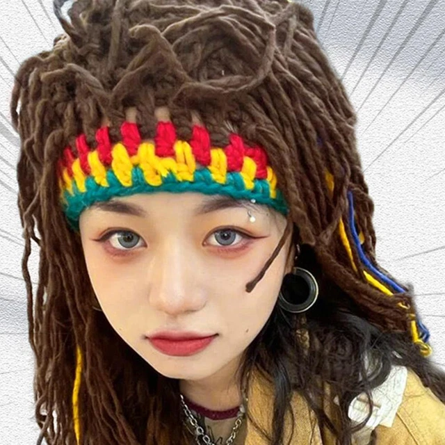 Handmade Fancy Wig Caps Funny Knit Beanie Hat Rasta Wig P3 Dreadlocks Bob M8V7