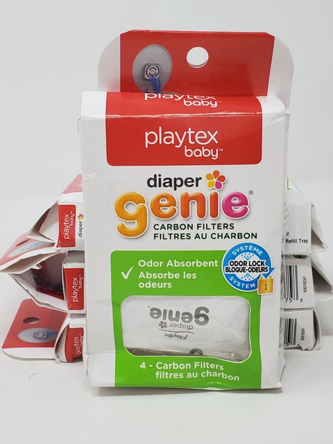 Playtex Diaper Genie Carbon Refill Filters Baby Pail Tray Odor 4 Count 4-Pack