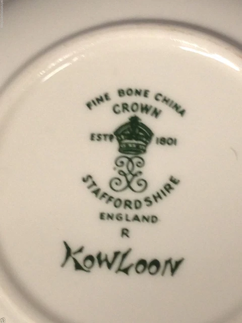 Krone Staffordshire Kowloon Butter Pat 3 5/8" Grüne Blumen & Urne 6