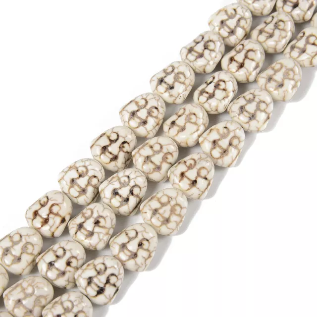 White Howlite Turquoise Double Sided Buddha Head Beads Size 13x14mm 15.5'' Str