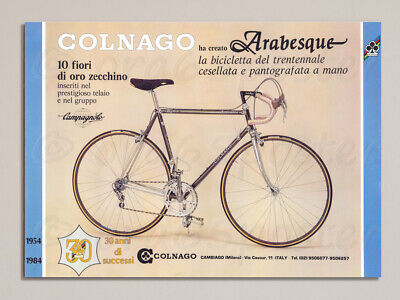 Giubileo VINTAGE 80`s Tela Muro Immagine Stampa d'Arte CICLISMO Colnago ARABESQUE 30 