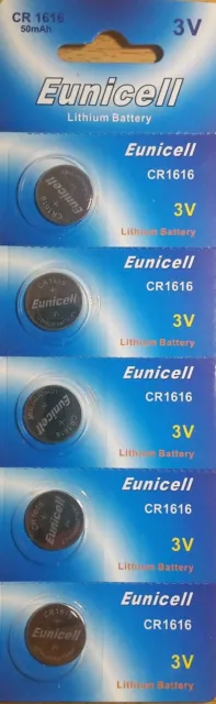 Fast Delivery CR1616 Lithium Cell Batteries 3 Volts - 5 pcs - Stock in Australia