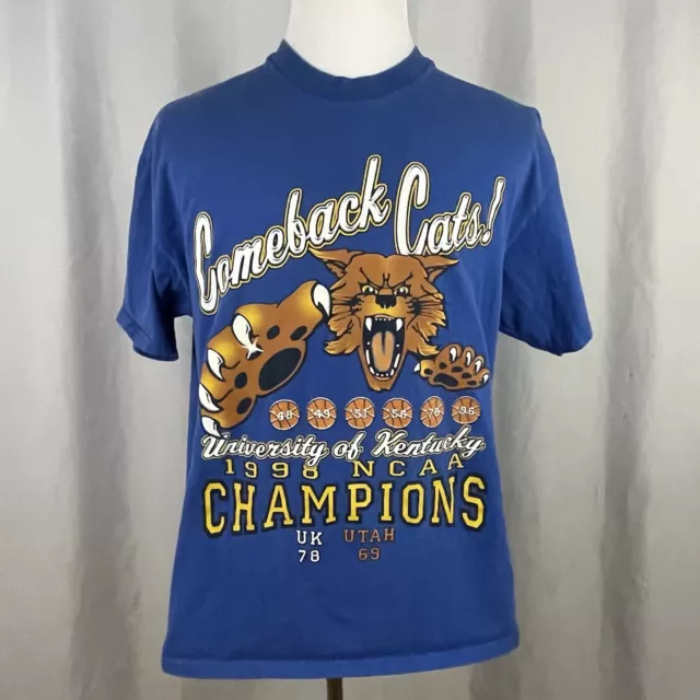 VTG 1998 Kentucky Wildcats NCAA Basketball Champions T-Shirt XL Comeback Cats UK