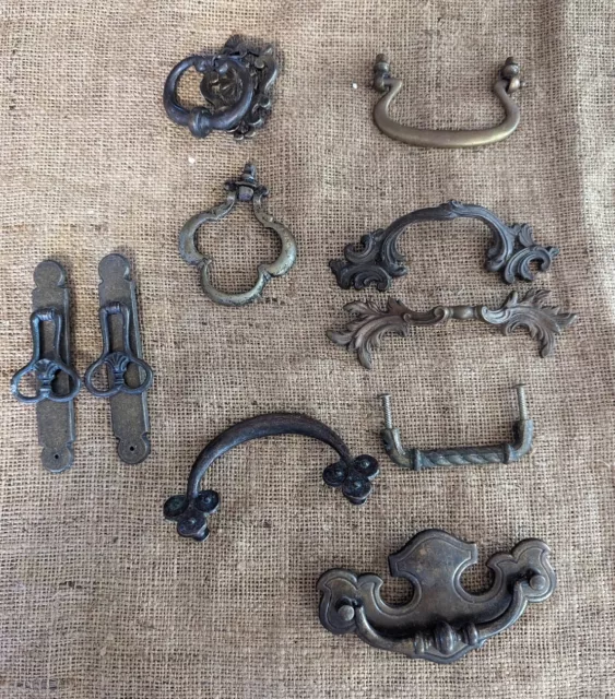 Vintage Mixed Drawer Drop Pulls Brass Antique Hardware Lot French Provincial #2