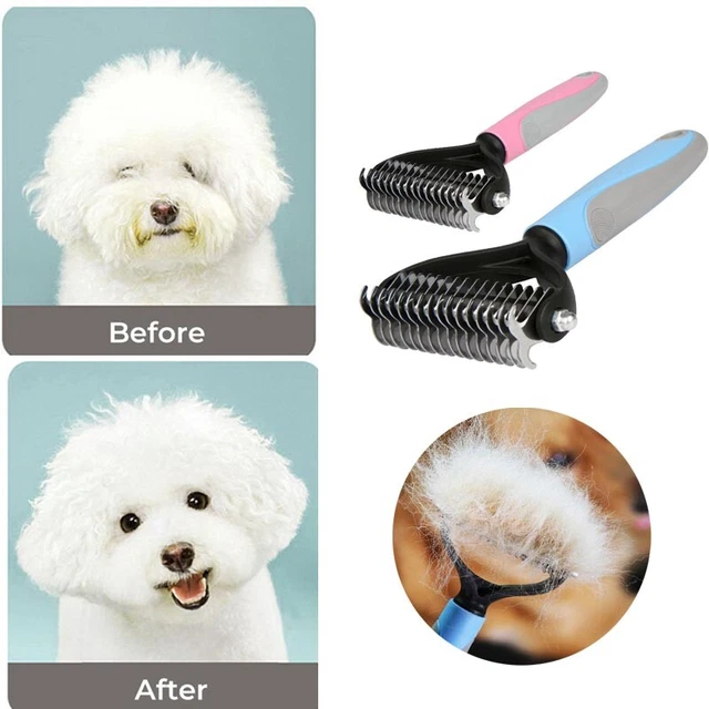 Pet Dog Cat Hair Fur Deshedding Shedding Trimmer Grooming Rake Comb Brush Tool