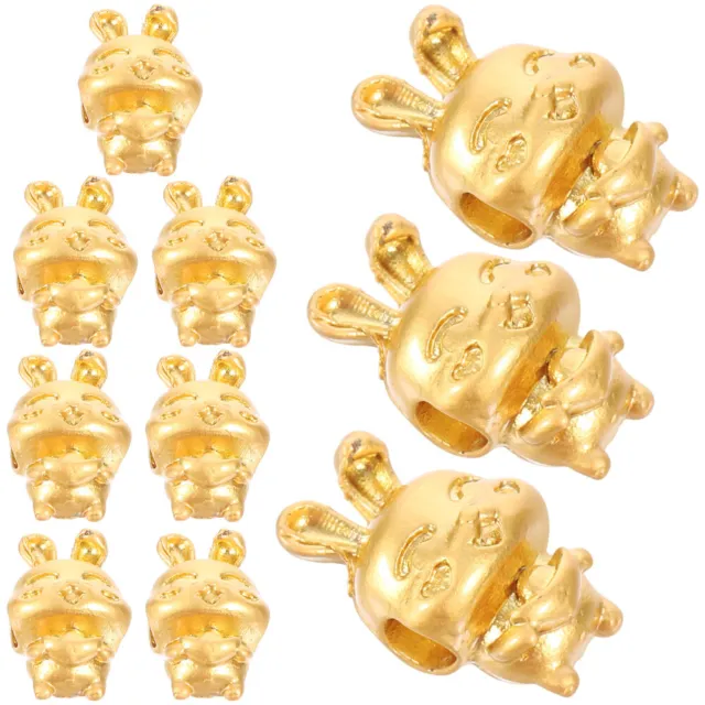 30 Pcs Copper Charms Rabbit Pendants DIY Lucky Statues Zodiac 2023 Year Beads