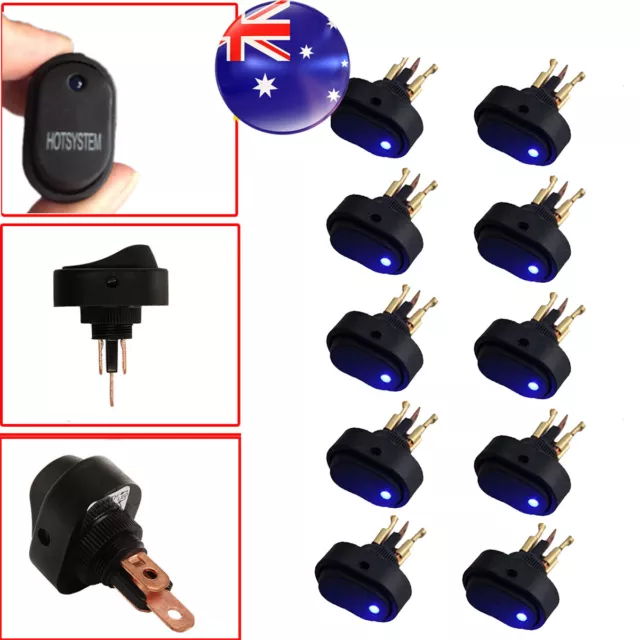 HOTSYSTEM 10X Blue LED Light 12V 30A Car Boat Auto Rocker SPST Toggle Switch