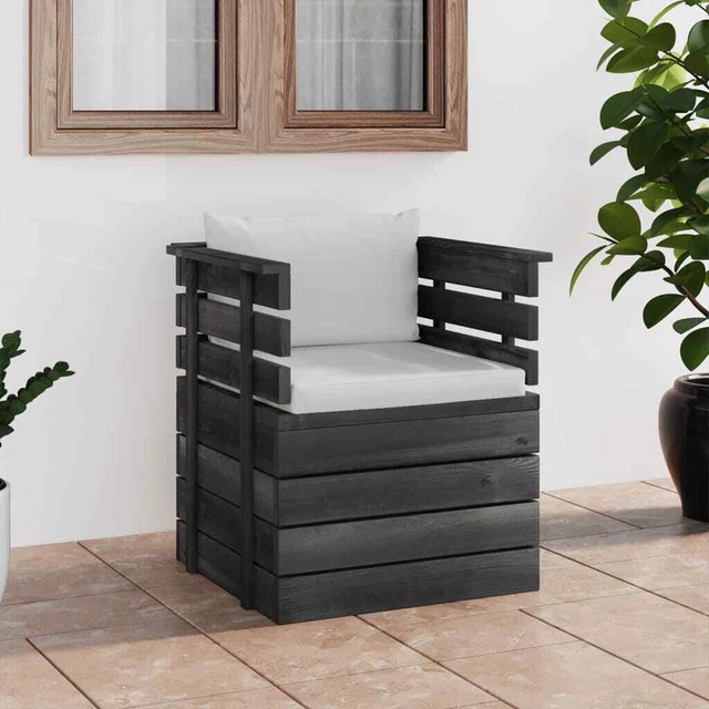 vidaXL Fauteuil de jardin avec coussins Bois de pin 03 OBF