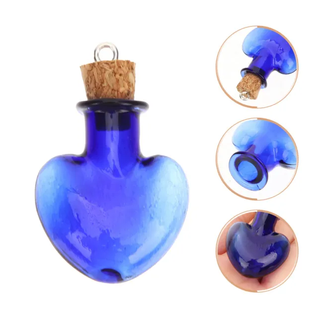 10 piezas botella de vidrio de corcho deseo llavero azul frascos pequeños deseos