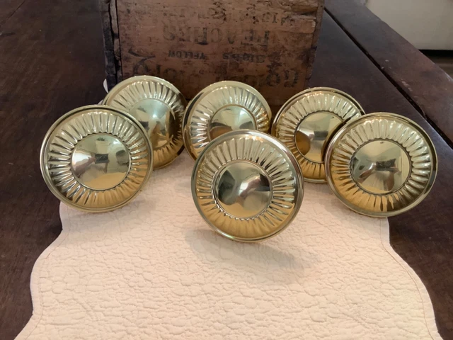 6 Brass Curtain Drapery Medallion Tie Backs Hold Backs