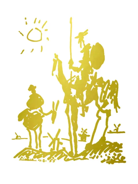 Pablo Picasso Don Quixote IN CHIC GOLD Imitation 16x12 Canvas Gallery Wrap