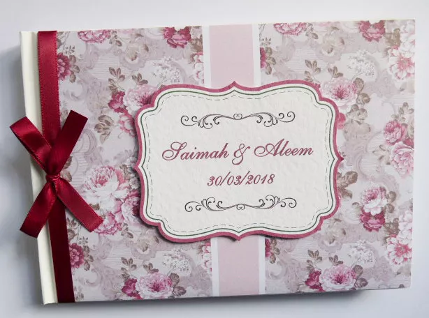 Personalised floral vitage / shabby chic wedding guest book, album, gift