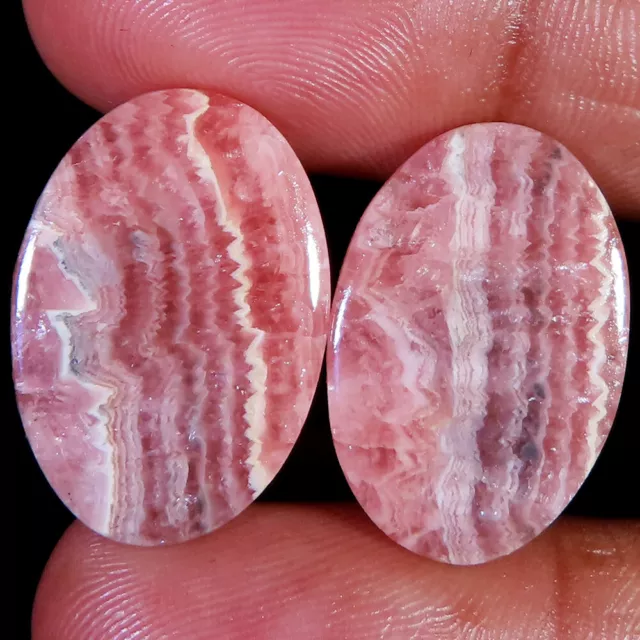 Natürlich Rhodochrosit Paar Oval Cabochonschliff Lose Edelstein 28.05 Cts. (