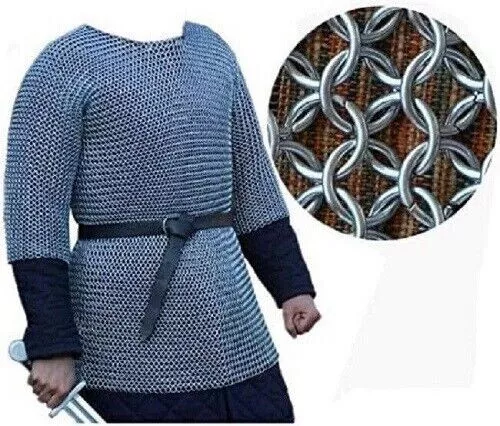 Medieval Armor I butted Aluminum Chainmail Shirt silver color 10mm costume LARP