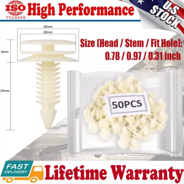 50Pcs Clip Trim Car Push Pin Rivet Retainer For GMC Chevy Buick Pontiac Express