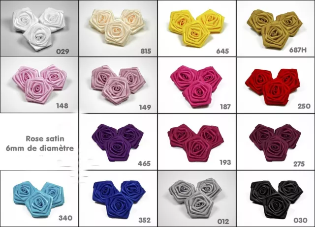 Tete de roses en satin 6 cm de diametre vendu par 3, scrapbooking mariage deco