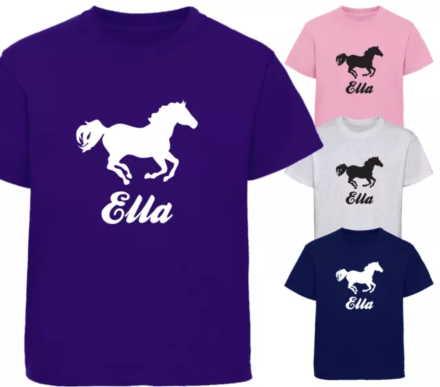 Personalised Childrens Horse Riding Kids T-Shirt T Shirt Top Girls Gift