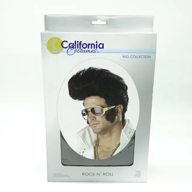 Rock And Roll Black Wig 50's-60's Men Costume Accessory Sideburns Elvis Style