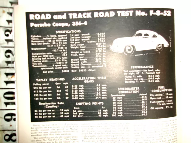 Porsche 356-4 -1952 Road And Track Test Report