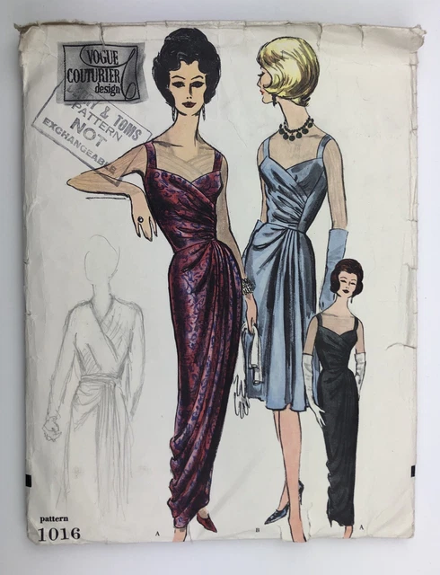 1960'S VINTAGE VOGUE Couturier Pattern Vogue 1016 Misses Evening Dress Bust 38" 18.50 - PicClick UK 1960'S VINTAGE VOGUE Couturier Pattern Vogue 1016 Misses Evening Dress Bust 38" 18.50 - PicClick UK