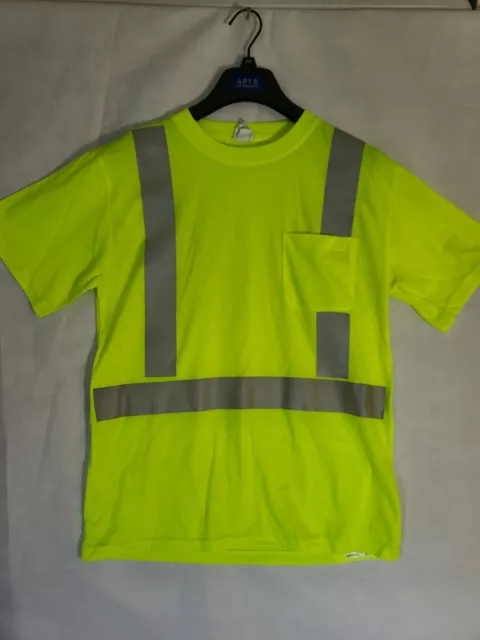 Mens Size Large 3m Scotchlite Reflective Safety Yellow T Shirt r