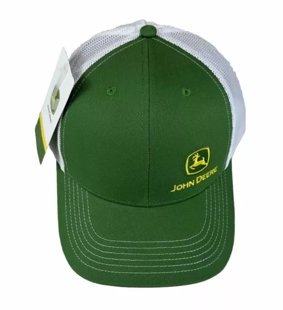 John Deere Snapback Green/White Mesh Trucker Hat Snapback Cap Embroidered Logo