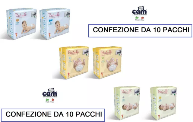 PANNOLINI Cam batuffo tutte le taglie  CONFEZIONE DA 10 PACCHI -nuovo-Italia