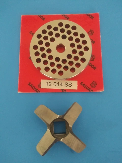 #12 Stainless Steel Grinder Plate 1/4" holes Diameter 2 3/4" with #12 Knife