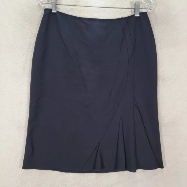 Tahari Womens Skirt Size 8 Blue Navy Stretch Wool Blend Designer Career Pencil