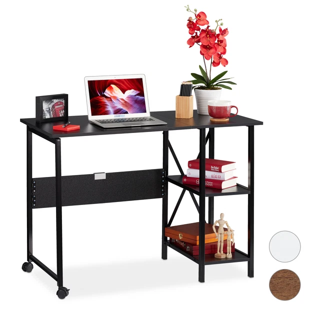 Bureau pliable Bureau d’ado Bureau pour ordinateur Table pliable Etagères