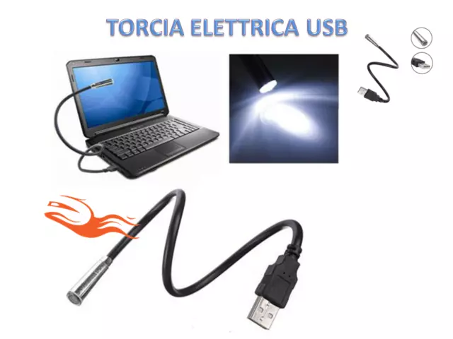 Lampada Torcia A Led Usb Pc Notebook Luce Flessibile Lettura Di Notte Lampadina