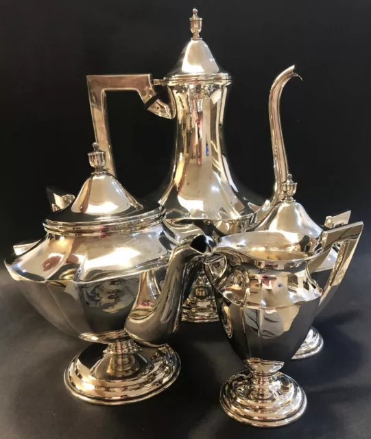 4-Piece Japanese Okubo Brothers 950 Sterling Silver Tea/Coffee Set