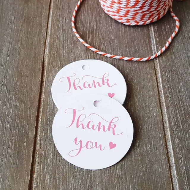 24x Pink THANK YOU Gift Tags Wedding Favour Baby Shower Bomboniere