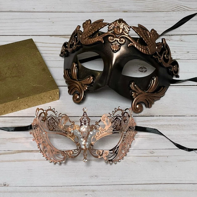 Luxury Filigree Laser cut Metal His & Her Couple Masquerade Mask Set –  Masquerade Mask Studio