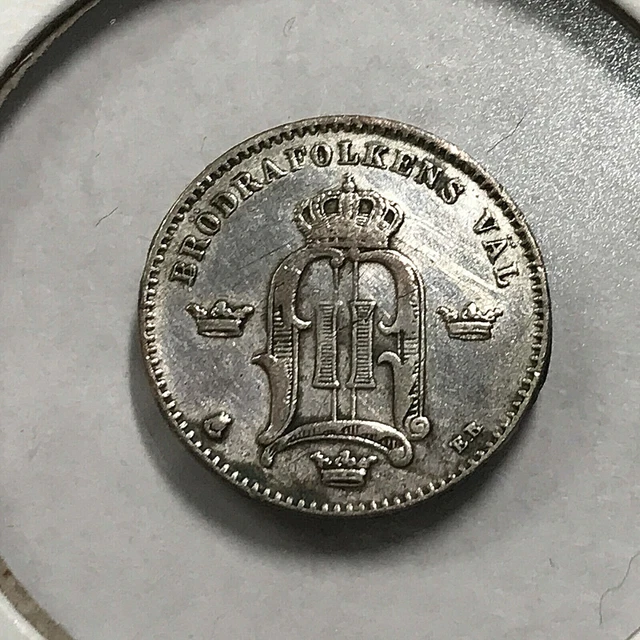 Sweden 1884 Silver Ten Ore High Grade Scarce Coin