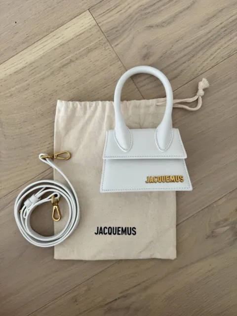 Pristine JACQUEMUS Le Chiquito Mini Crossbody/Shoulder White Leather Bag