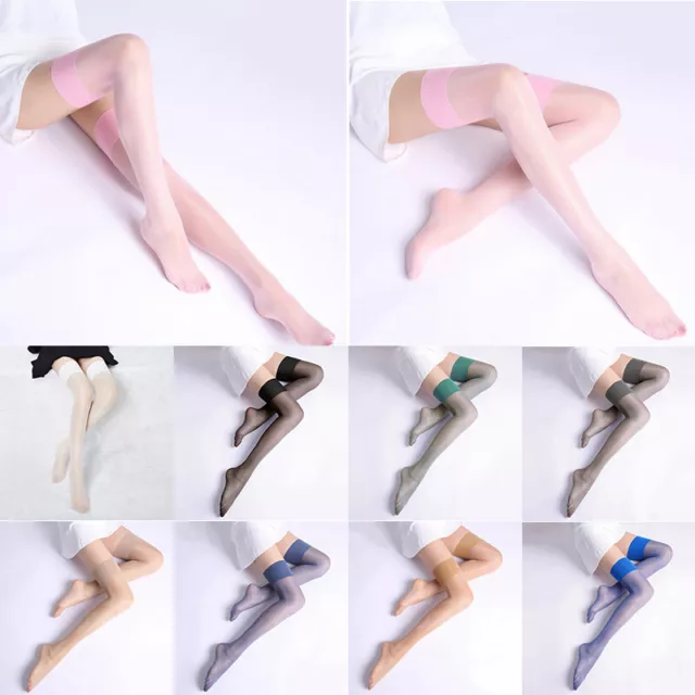 Women Oil Shiny Glossy High Stockings Over the Knee Stay Up Thigh-Highs Hosiery