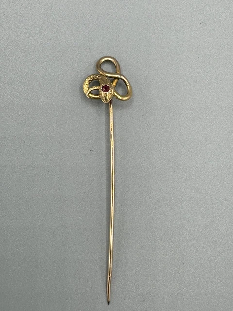 Épingle à Cravate Ancienne Plaquée Or - Motif Serpent, Marque Oria, Occasion Vintage