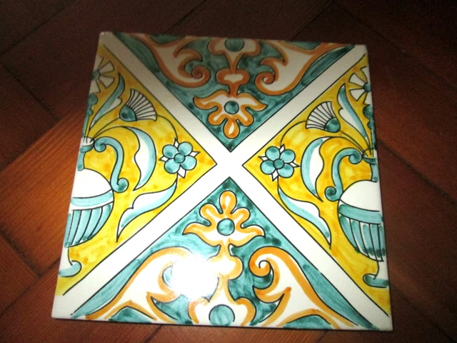 Pretty Italian Hand Painted Vintage Tile