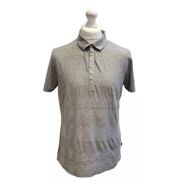 Hugo Boss Slim Fit Grey Short Sleeve Polo Shirt UK Men's Size Large