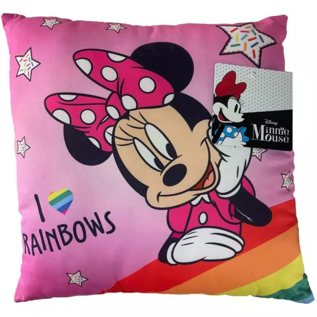 Coussin Minnie Souris 40x40cm Décoratif Microfibre Avec Poche Porte Pyjama