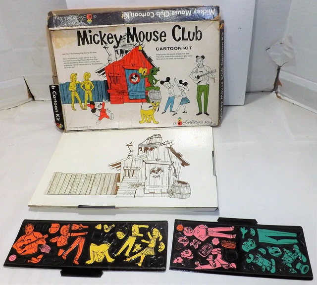 Vintage 1962 Colorforms Toy Disney Mickey Mouse Club Cartoon Kit W/Box