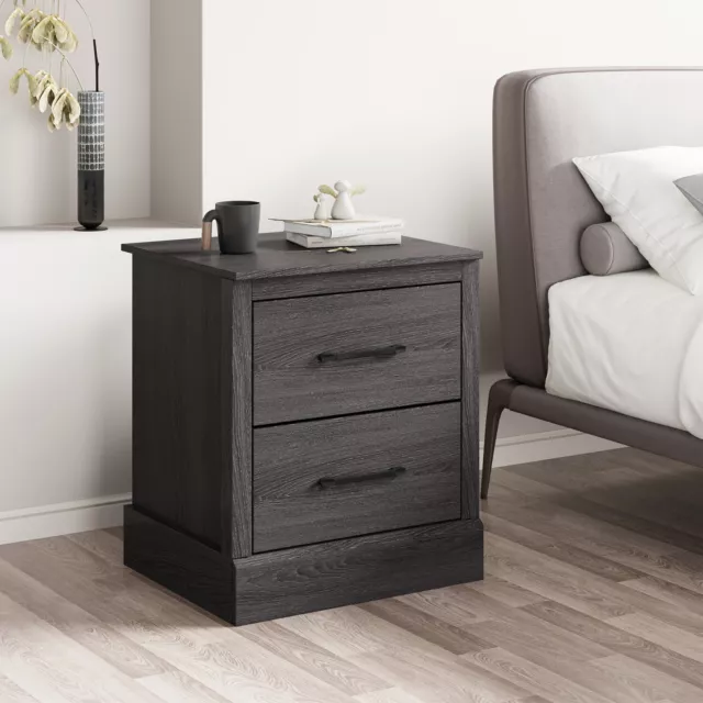 2 Drawer Nightstand Bedside Table Compact Sofa End Table with Storage Drawers 3