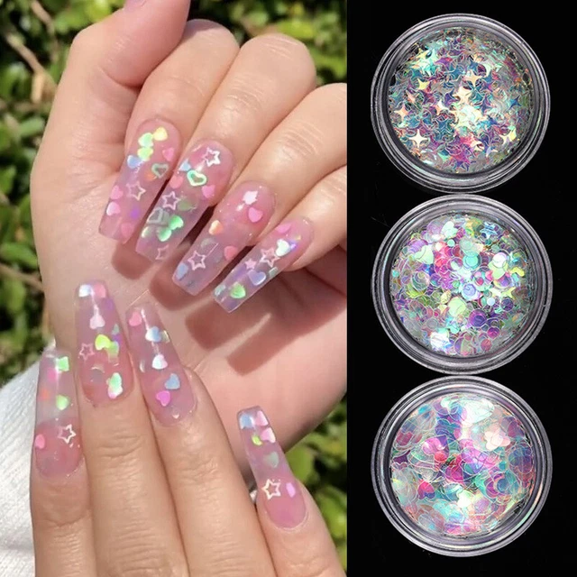 Copos irregulares irisantes lámina de uñas brillo lentejuelas decoración hágalo usted mismo arte 😀