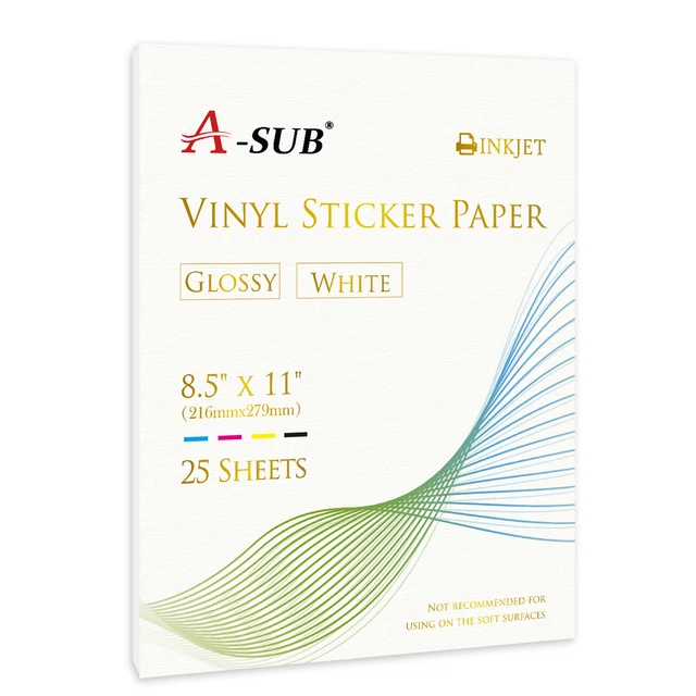 ASUB VINYL STICKER Paper High Glossy White Waterproof Removable 25