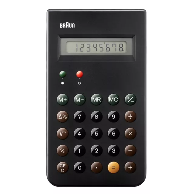 Braun BNE001BK Kult-Taschenrechner schwarz 8 stelliges LCD-Display