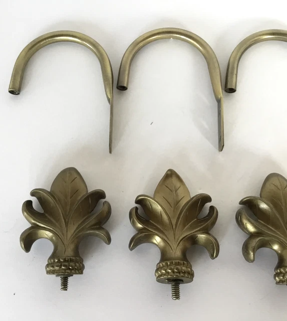 4 Bronze Or Brass Metal Curtain Drapery Tie Backs Fleur De Lis Hold Backs 2