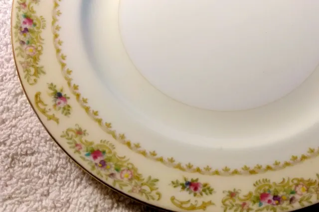 Vtg Meito Hand Painted in Japan Bread Salad Plate 7.75" Yellow Pink Roses Gold
