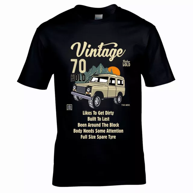 T-shirt da uomo divertente 70 anni vintage 4x4 fuoristrada 70° compleanno regalo