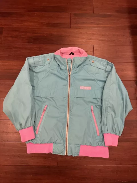 VINTAGE River Edge Jacket Womens Medium Pink Colorblock Windbreaker 90s Retro